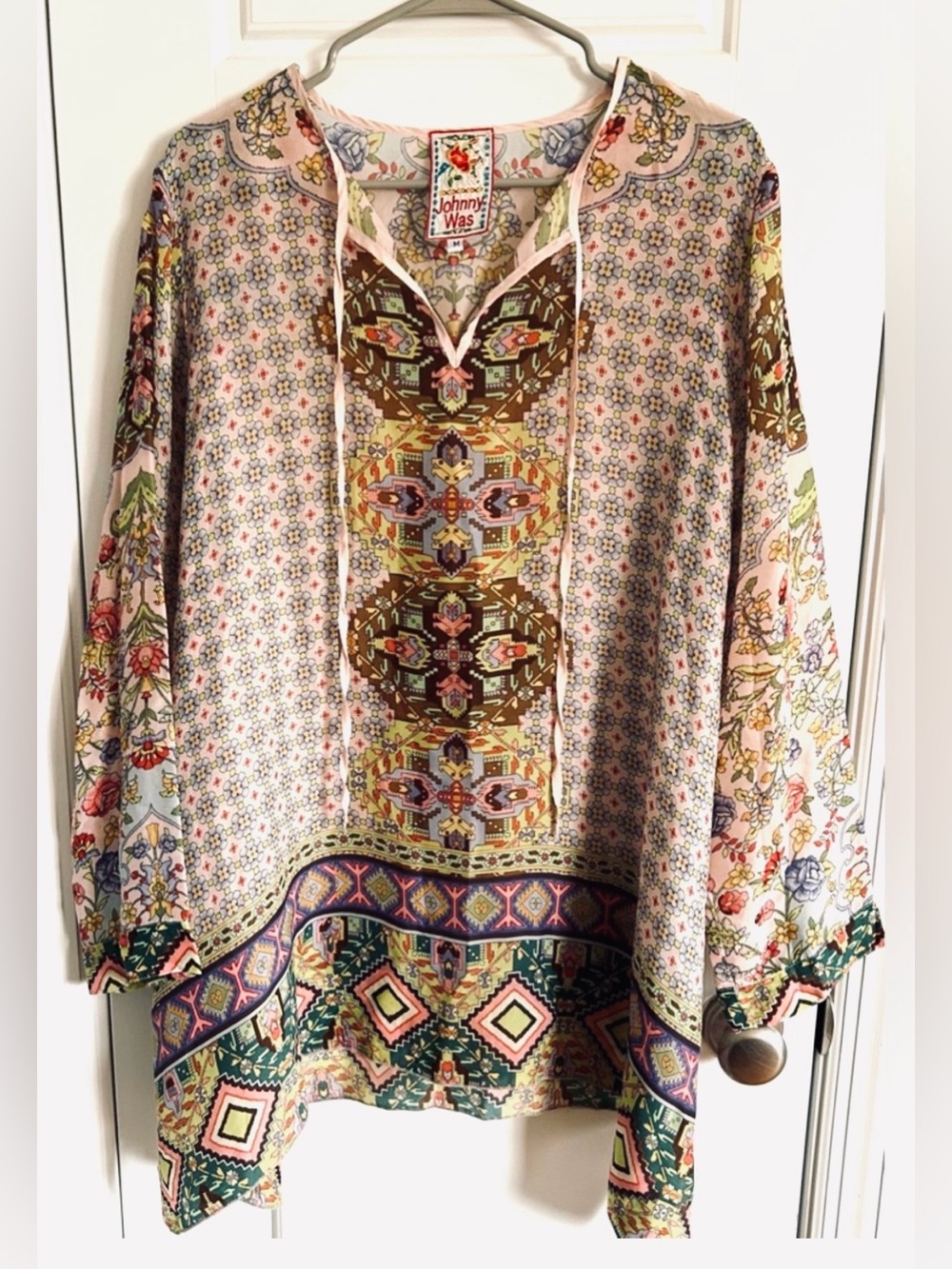 Johnny Was Tempo Flair Printed Tunic Blouse Multicolor M